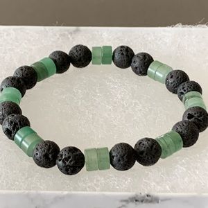 Green Aventurine & Black LavaStone Bracelet
